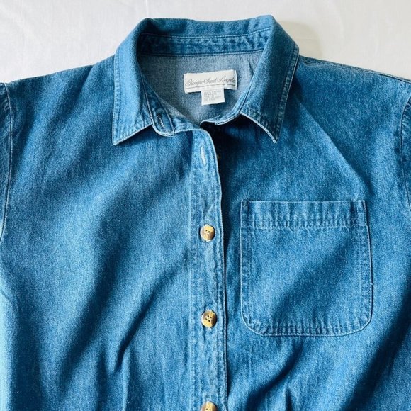 Giorgio Sant Angelo Denim Shirt Dress Size 8  70's Belted Long Sleeve Collared - Picture 10 of 12
